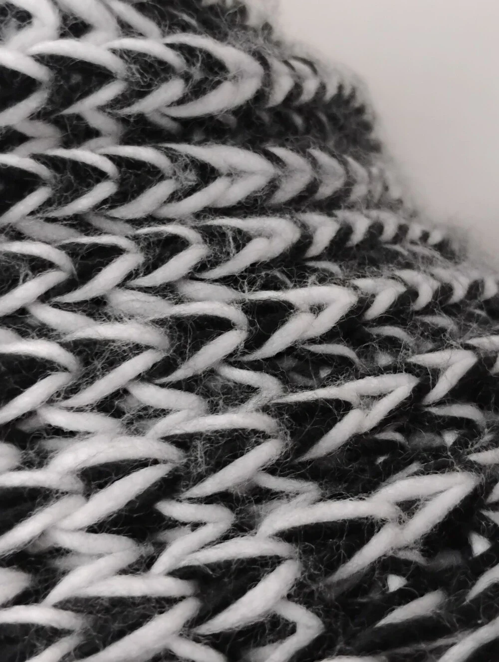 Women's Black & White Fringe Soft Warm Woven Crochet Knit Shawl Wooden Buttons